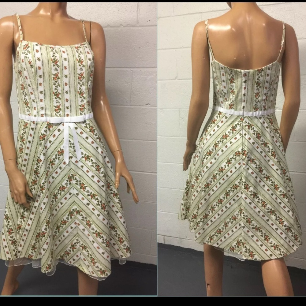Floral Striped Cream Dress